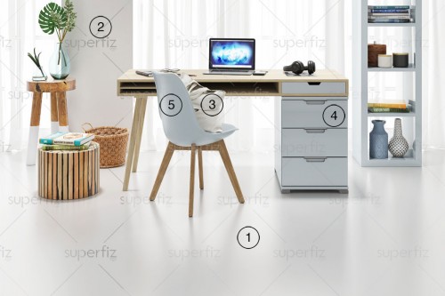 home office mockup blank floor and wall