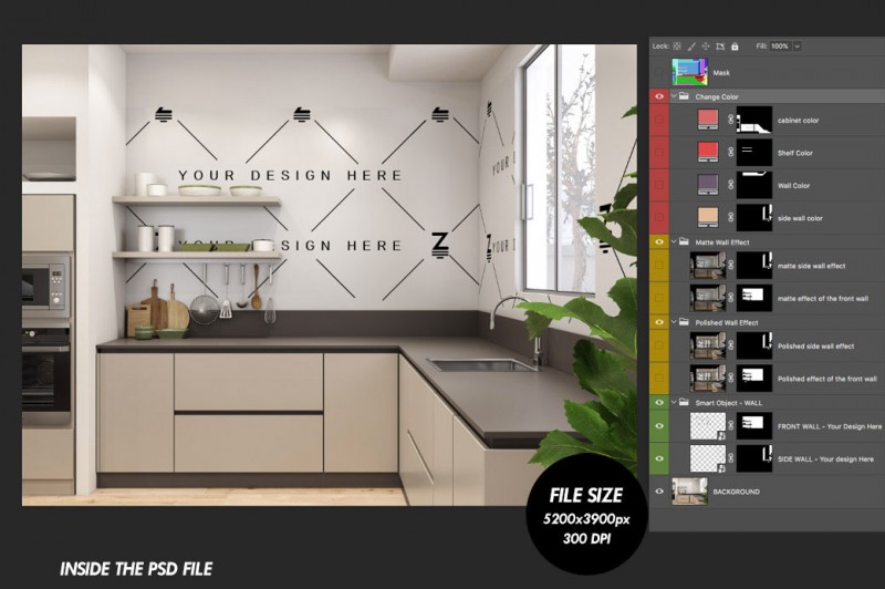 Kitchen Mockup to change the wall surface