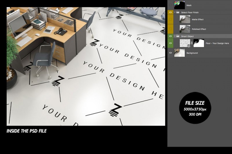 Mockup de Oficina para cambiar la superficie del suelo