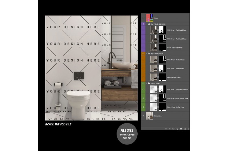 Mockup de Banheiro para trocar a superfície do chão e parede